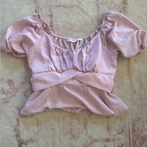Altar'd State Blush Pink Puff Sleeve Blouse